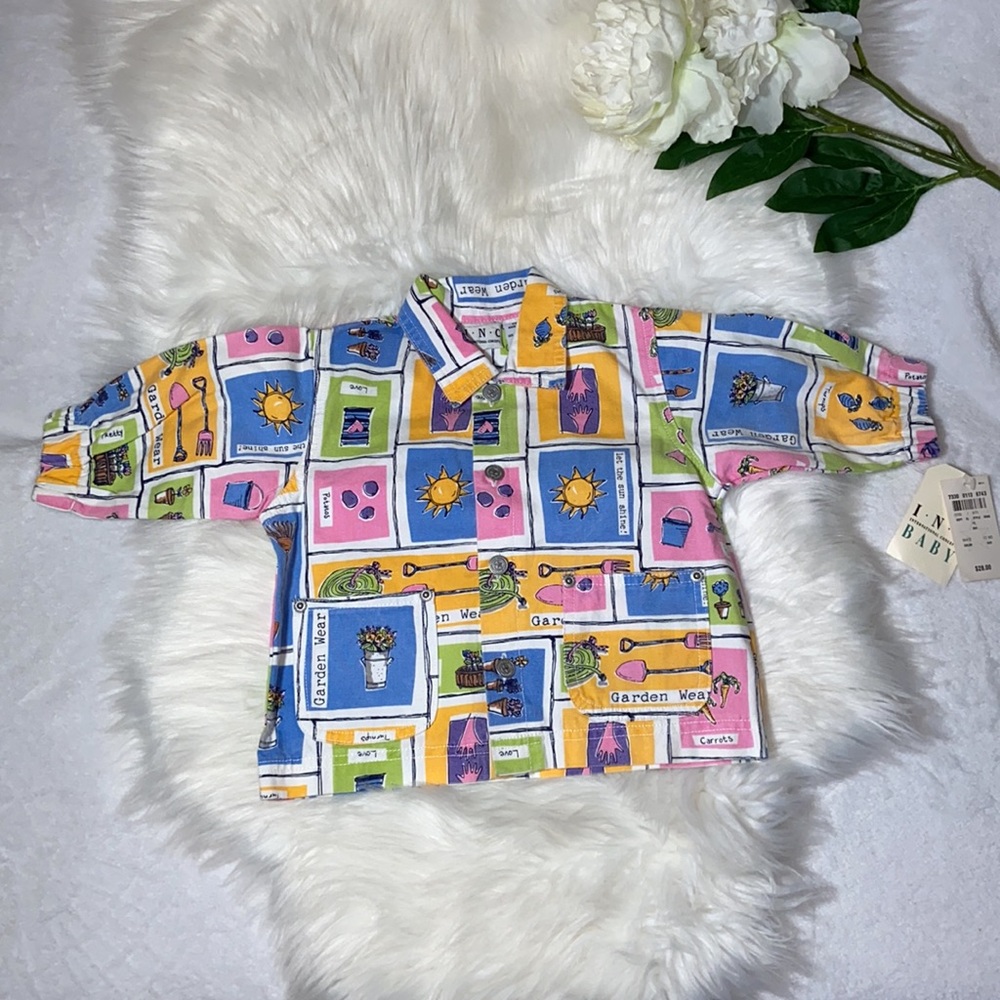 Vintage I.N.C international Concepts Baby Garden Theme Print Shirt/Jacket 12M